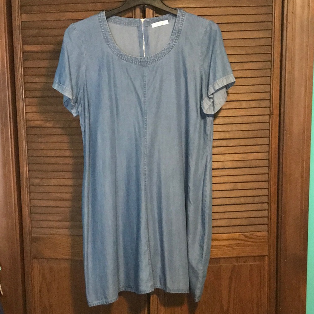 Women XL Spense short sleeve dress in light blue Lyocell.